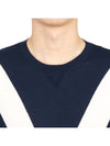 V Crewneck Wool Knit Top Navy - VALENTINO - BALAAN 7