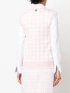 Gingham Silk Jacquard 4 Bar Polo Sleeveless Cardigan Pink - THOM BROWNE - BALAAN 6