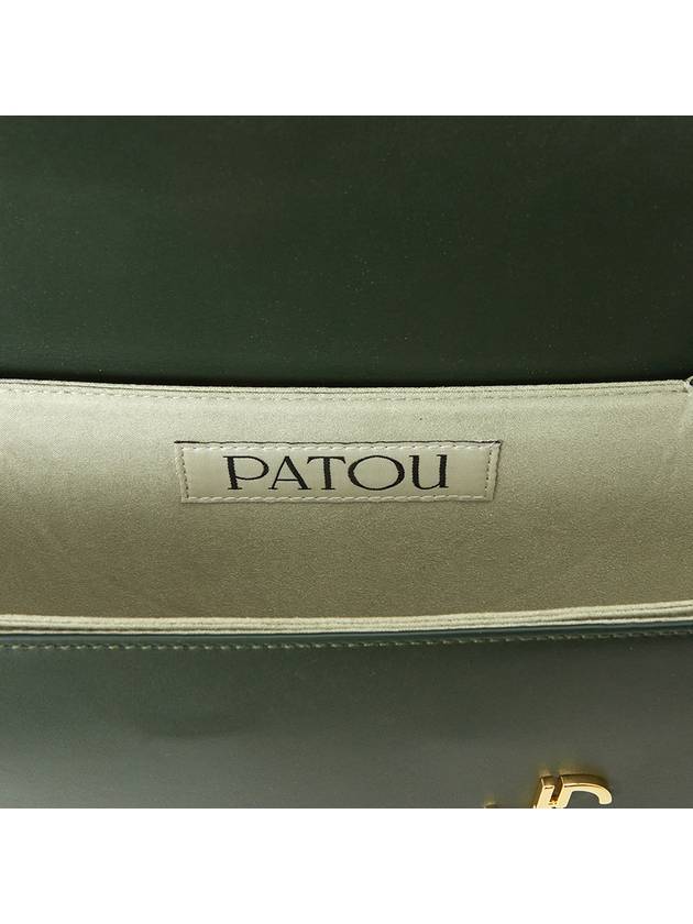 Logo Print Foldover Leather Shoulder Bag Bottle Green - PATOU - BALAAN 10