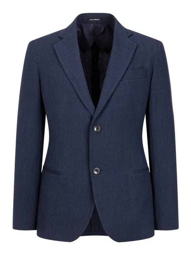 Men s rib tissue no cheat single jacket navy - EMPORIO ARMANI - BALAAN 1