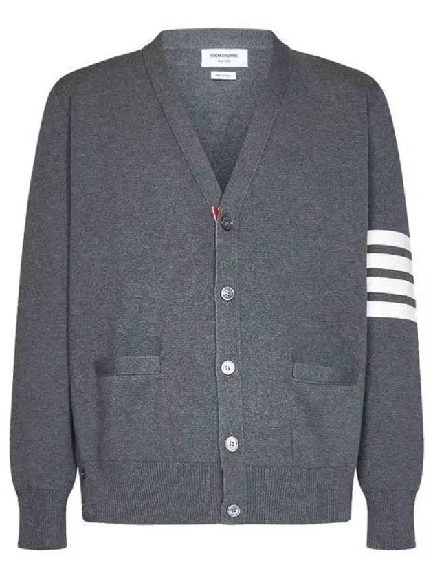 Milano Stitch 4-Bar Cardigan Medium Grey - THOM BROWNE - BALAAN 2