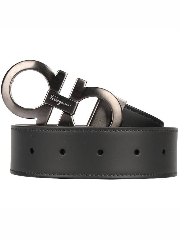 Gancini Reversible Adjustable Leather Belt Black Dark Brown - SALVATORE FERRAGAMO - BALAAN 3