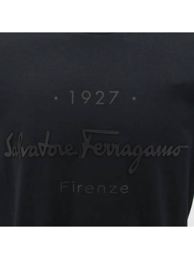 1927 Signature Short Sleeve T-Shirt Black - SALVATORE FERRAGAMO - BALAAN 3