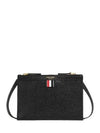 Logo 4 Bar Leather Clutch Bag Black - THOM BROWNE - BALAAN 2