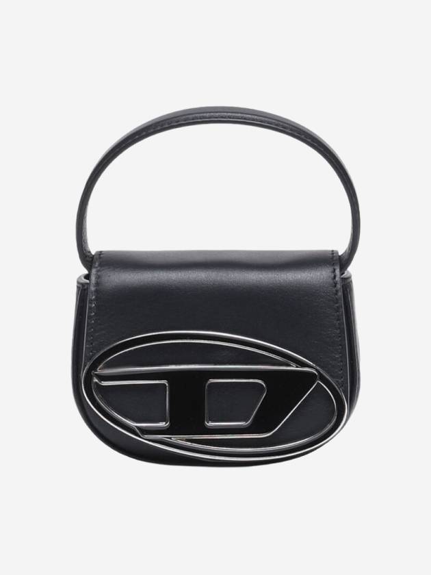 1DR Round Logo Leather Mini Shoulder Bag Black - DIESEL - BALAAN 2