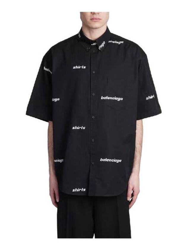 All-Over Logo Short Sleeve Shirt Black - BALENCIAGA - BALAAN 2