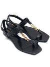 Cassandra Smooth Leather Flat Sandals Black - SAINT LAURENT - BALAAN 3