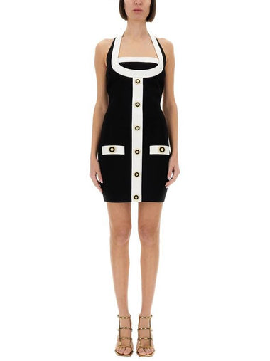 TWO-TONE DRESS WITH OPEN BACK - BALMAIN - BALAAN 1