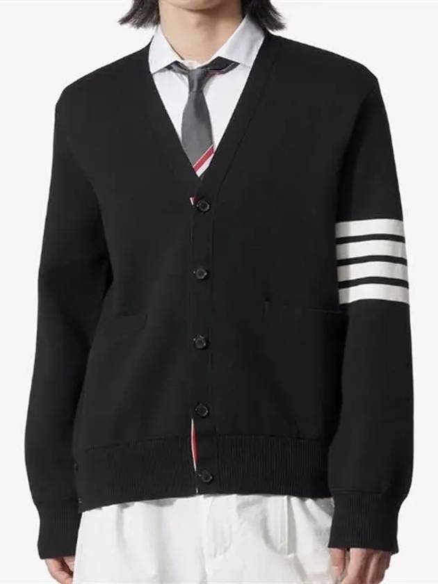 Milano Stitch 4-Bar Cardigan Black - THOM BROWNE - BALAAN 6