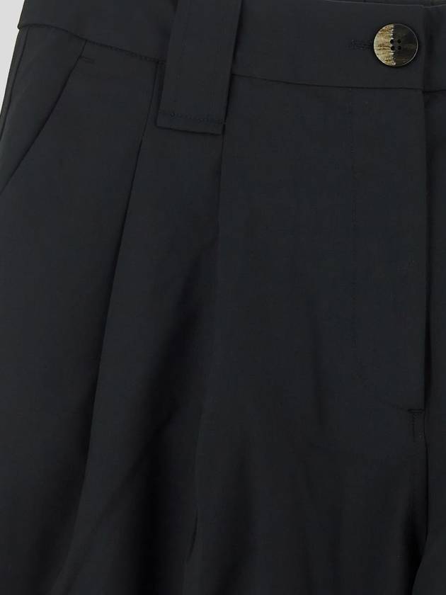 Drapey Melange Pleat Trousers Straight Pants Black - GANNI - BALAAN 4