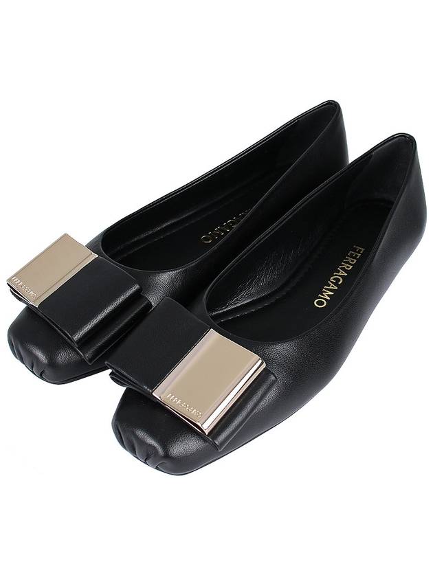 Double Bow Ballerina Flats Black - SALVATORE FERRAGAMO - BALAAN 3