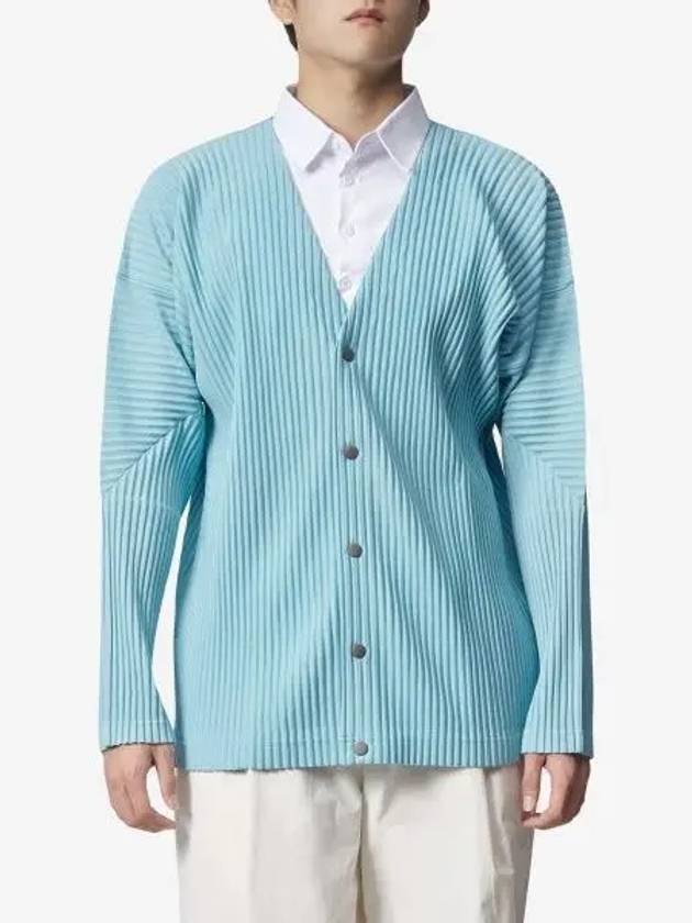 HOMME PLISSE Pliss Pleated Cardigan Aqua Blue HP36JL19171 - ISSEY MIYAKE - BALAAN 1