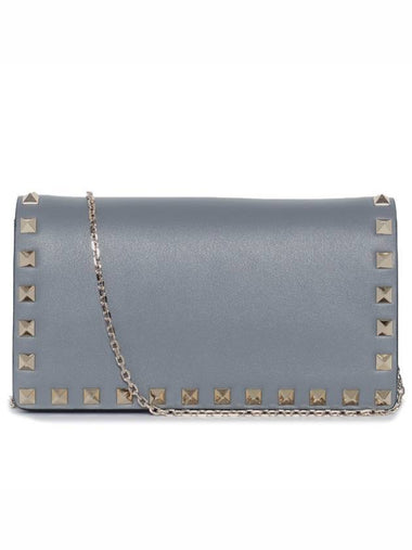 Rockstud Chain Shoulder Bag Grey - VALENTINO - BALAAN 1