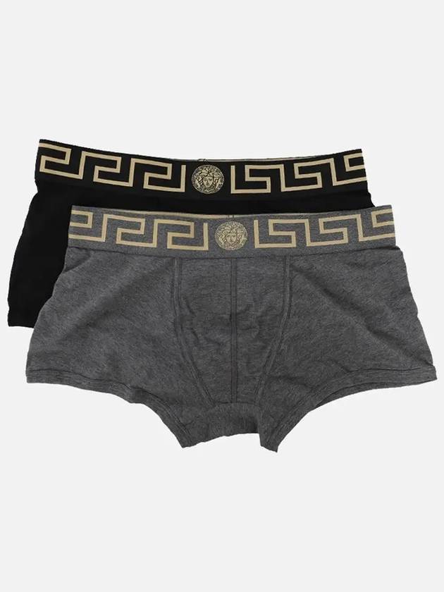 Men's Greca Border Draws 2 Pack Briefs Black Grey - VERSACE - BALAAN 3