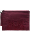 Tiger Embroidered Logo Clutch Bag Dark Red - KENZO - BALAAN 1