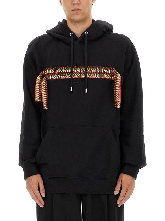 Logo Applique Oversized Fit Hoodie Black - LANVIN - BALAAN 2