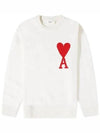 Intarsia Big Heart Logo Wool Knit Top Ivory - AMI - BALAAN 2