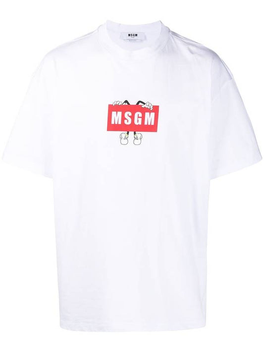 Cartoon Logo Print Short Sleeve T-Shirt White - MSGM - BALAAN 1