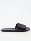 Logo Leather Slide Slippers Black - PRADA - BALAAN 2