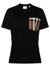 Carrick Check Print Crew Neck Long Sleeve T-Shirt Black - BURBERRY - BALAAN 1