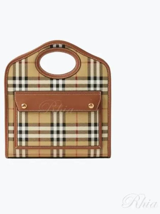 Check Mini Pocket Tote Bag Beige - BURBERRY - BALAAN 2