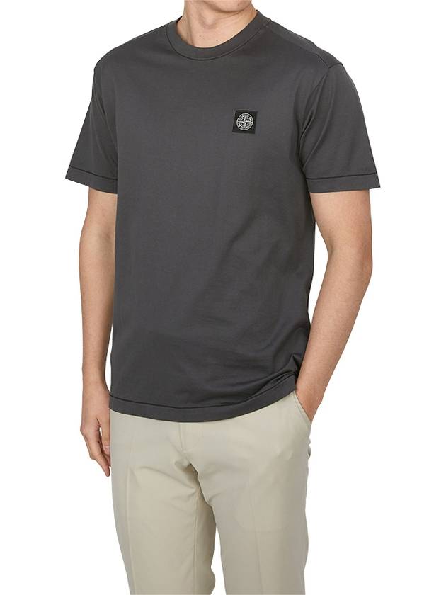 Logo Patch Short Sleeve T-Shirt Charcoal - STONE ISLAND - BALAAN 5