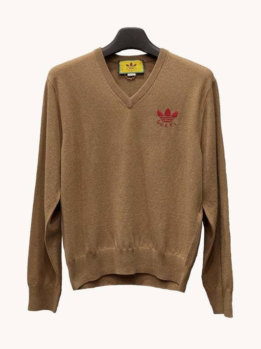 Adidas embroidered logo wool sweater brown 700445 E1447 - GUCCI - BALAAN 1