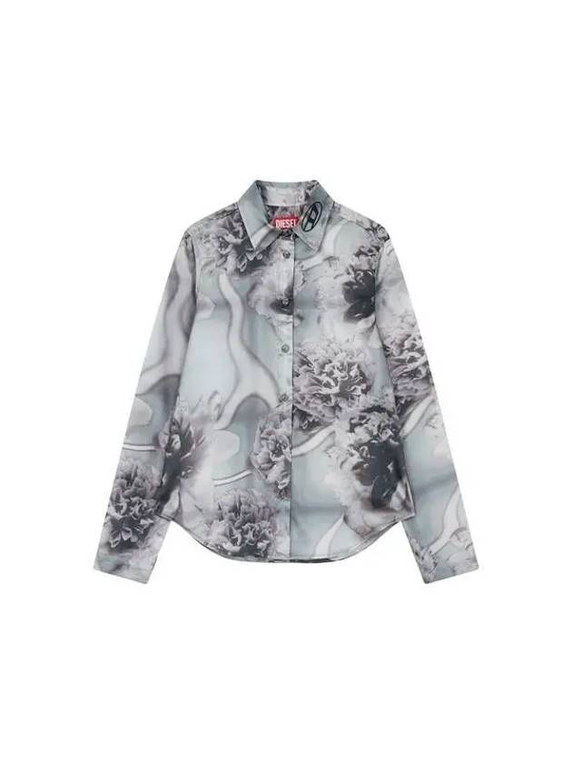 Women's Big Flower Print Silky Shirt Gray 270632 - DIESEL - BALAAN 1