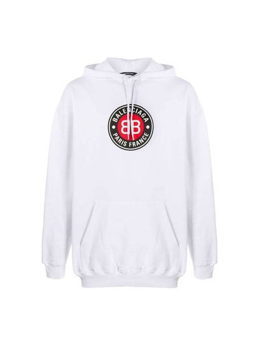 Round Logo Print Hoodie White - BALENCIAGA - BALAAN 1