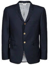 Super 120S Wool Twill Single Breasted Classic Jacket Navy - THOM BROWNE - BALAAN 3