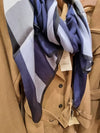 Mega Check Silk Muffler Navy - BURBERRY - BALAAN 3