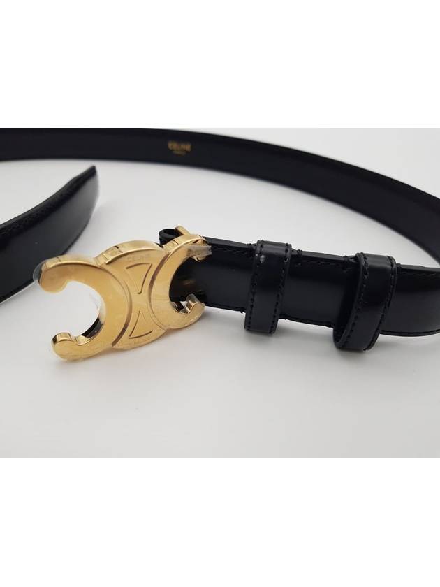 Triomphe Taurillon Medium Leather Belt Black - CELINE - BALAAN 4