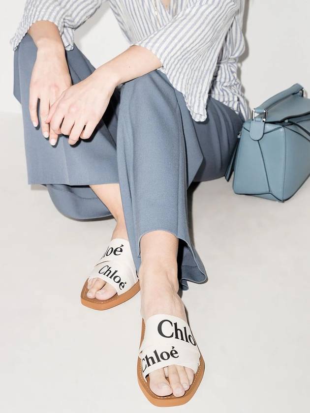 Woody Logo Flat Mule Slippers White - CHLOE - BALAAN 4