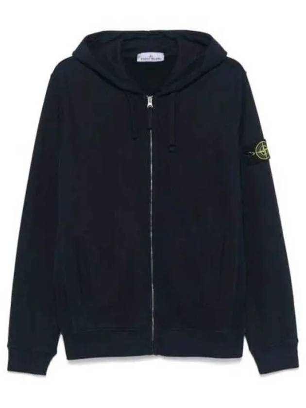 Logo Cotton Zip-Up Hoodie Navy - STONE ISLAND - BALAAN 2