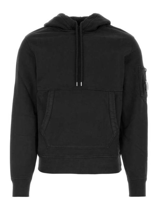 Brushed Emerized Diagonal Fleece Lens Hoodie Black - CP COMPANY - BALAAN 1