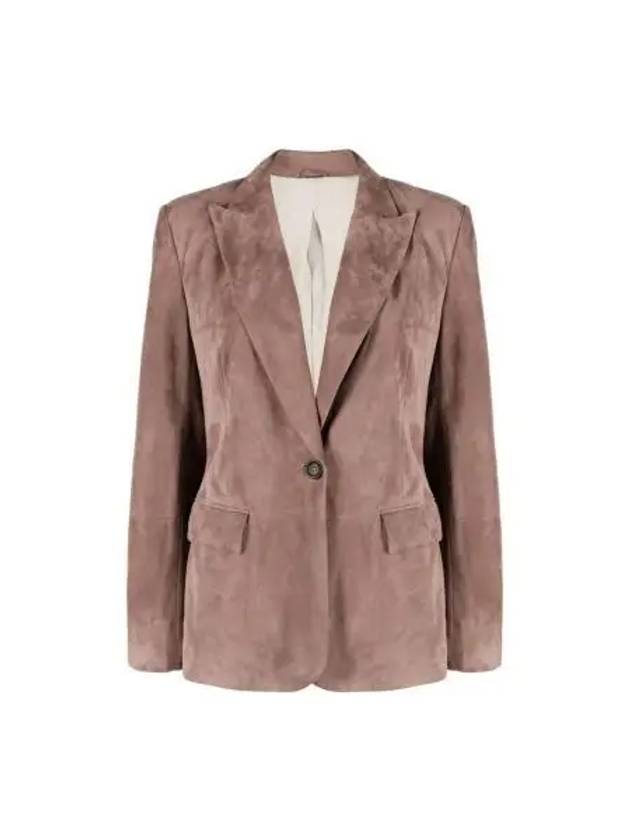 Single-Breasted Leather Blazer Jacket Pink - BRUNELLO CUCINELLI - BALAAN 2