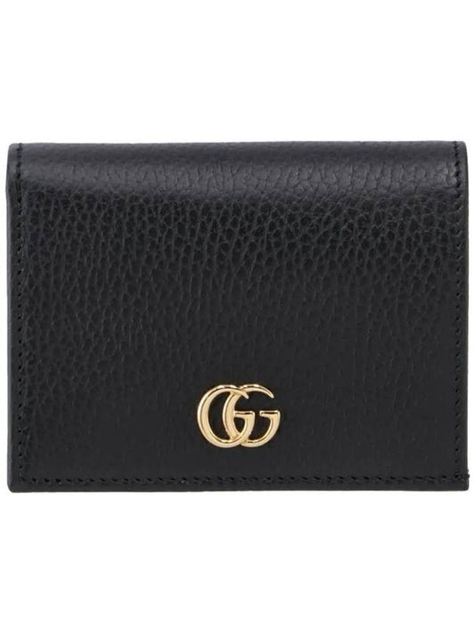 GG Marmont Leather Card Case Wallet Black - GUCCI - BALAAN