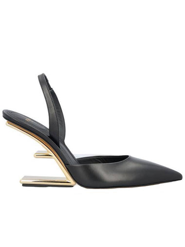 Women's First F Shape Metal Slingback Heels Black - FENDI - BALAAN 1