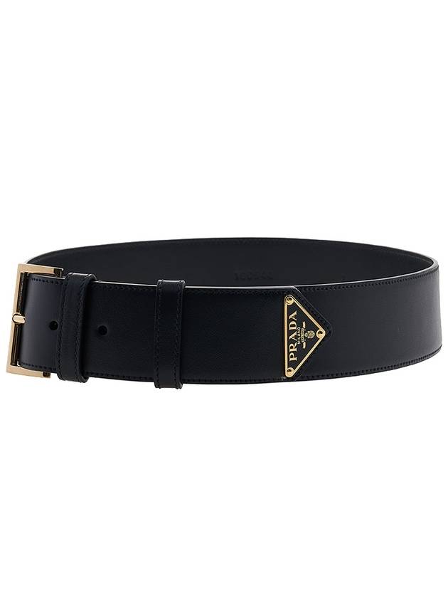 Triangle Logo Leather Belt Black - PRADA - BALAAN 6