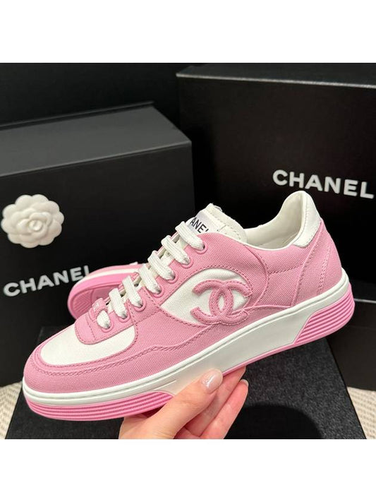 Women's Cotton Sneakers CC Logo Pink Jenny Sneakers - CHANEL - BALAAN 2