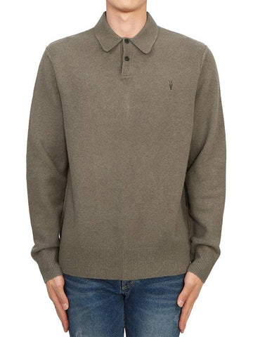 Staten Men's Collar Knit MK130X SPLINTER BROWN - ALLSAINTS - BALAAN 1