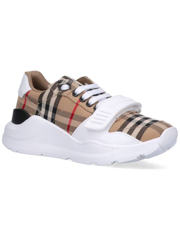 Vintage Check And Leather Sneakers White Archive Beige - BURBERRY - BALAAN 3