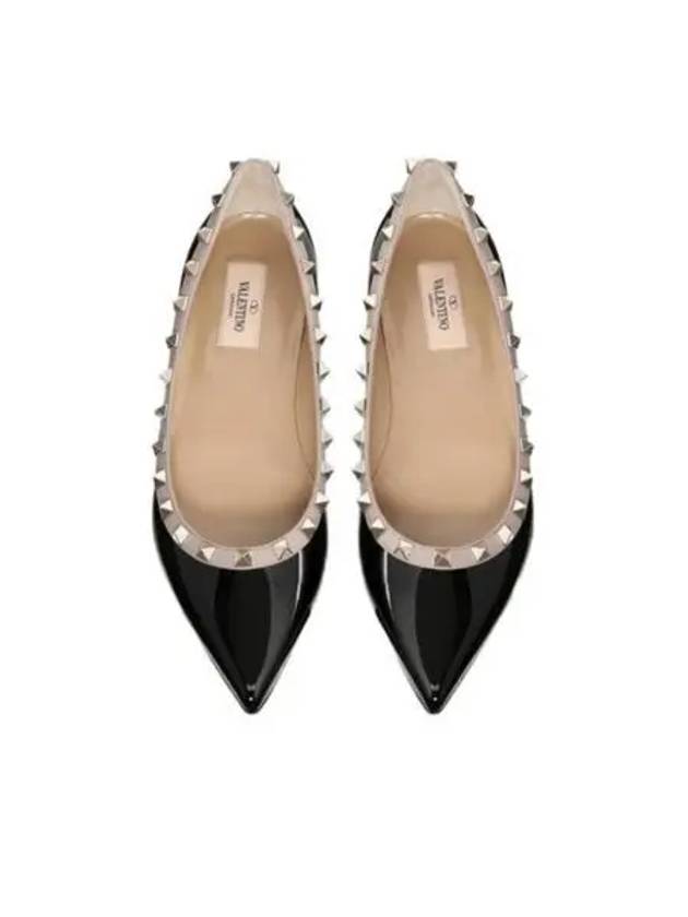 Rockstud Pointed Toe Ballerina Flats Black - VALENTINO - BALAAN 2