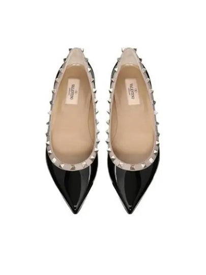 Rockstud Pointed Toe Ballerina Flats Black - VALENTINO - BALAAN 2