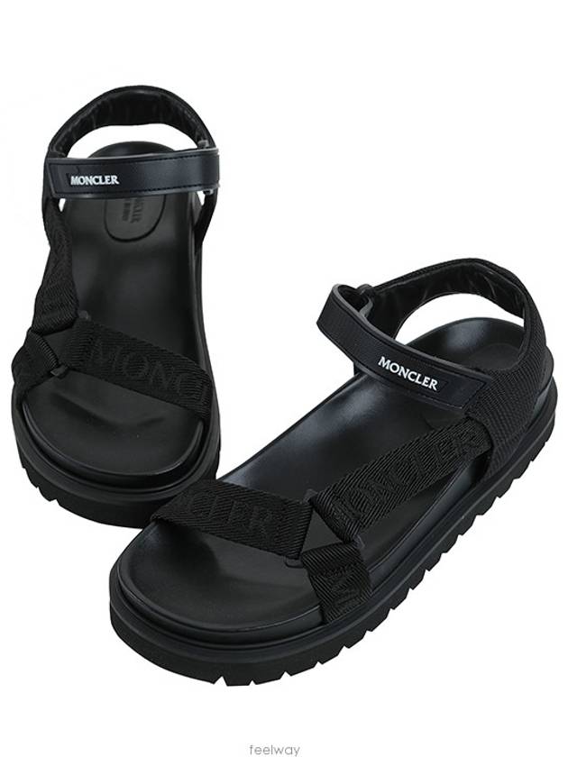 Women's Strap Logo Flavia Sandals Black - MONCLER - BALAAN.