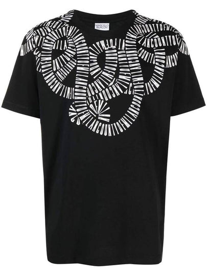 Snake Logo Print Regular Cotton Short Sleeve T-Shirt Black - MARCELO BURLON - BALAAN 2