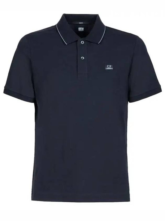 Stretch Embroidered Logo Slim Fit PK Shirt Navy - CP COMPANY - BALAAN 2