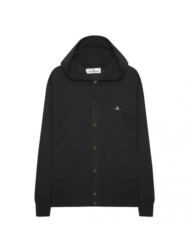 Logo Hooded Cardigan Black - VIVIENNE WESTWOOD - BALAAN 1