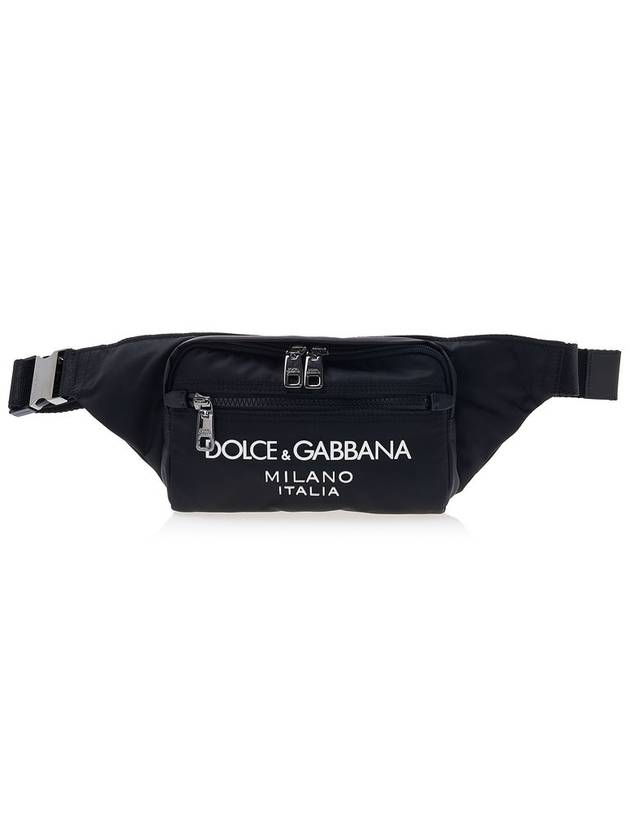 Logo Rubberized Nylon Small Belt Bag Black - DOLCE&GABBANA - BALAAN.