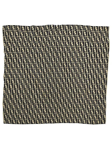 Silk BeigeXBlack Scarf - FENDI - BALAAN 1